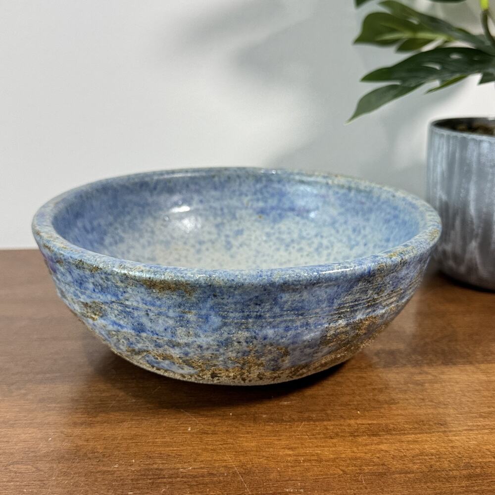 Hand Glazed Studio Pottery Bowl Blue Brown Speckled Stoneware Serving